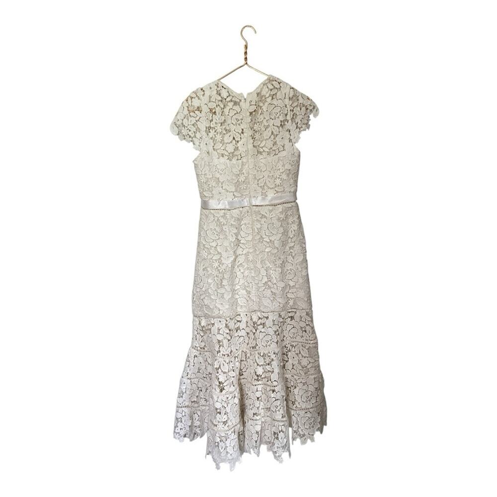 JOIE Celedonia Lace Illusion White Tiered Formal Dress Size 6 | Altered - Picture 6 of 11